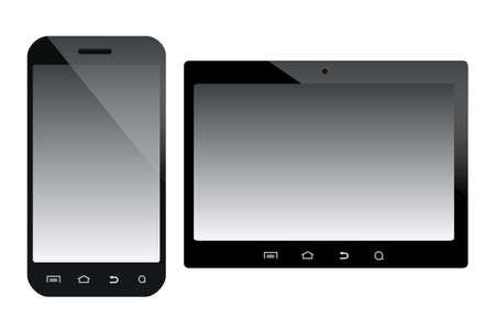 A smartphone and a tablet mobile devices illustration isolated over white backgroundのイラスト素材