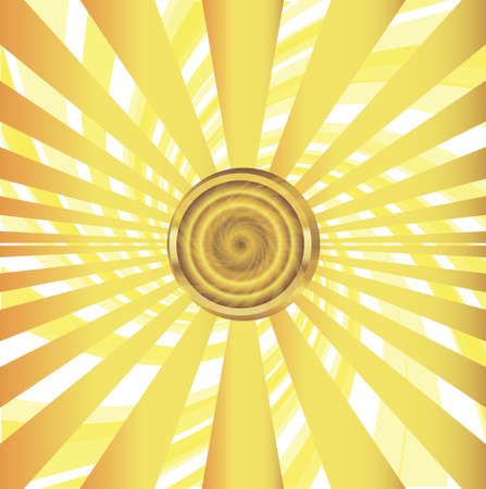 Abstract golden sun with yellow sunrays vector illustrationのイラスト素材