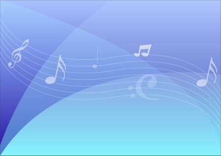 White music notes signs over abstract blue background vector illustrationのイラスト素材