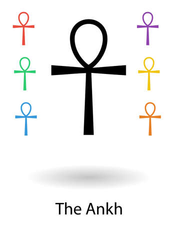 Ankh crosses set vector illustration, Egyptian cross of pharaohsのイラスト素材