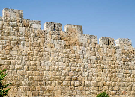 Ancient walls in Jerusalem, Israel. Old stones texture in the holy cityの写真素材