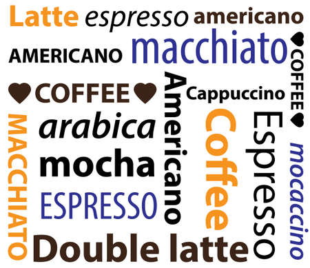 Coffee types vector decoration for coffee cups and other advertising purposesのイラスト素材