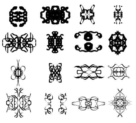 Symmetrical vector shapes isolated over white background, elegant patternのイラスト素材