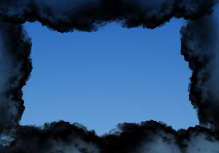 Black cloud shaped smoky frame for different design purposes, photo frame, frame template, realistic cloud 3D illustration. Cloud shape frame rendering, text templateの写真素材