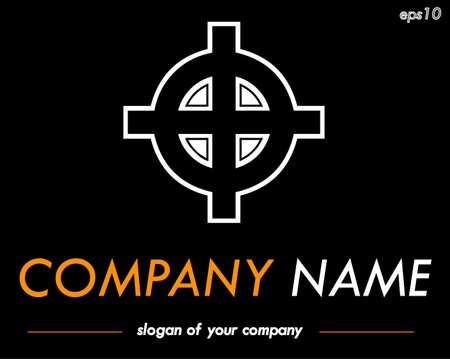 Celtic cross vector logotype outline template for marine agency, shipping company or other businesses,for a brand isolated over black background, emblem elementのイラスト素材