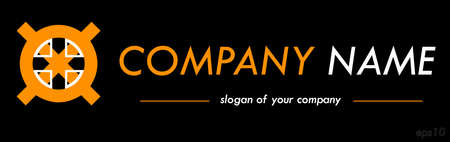 Cross shape vector logotype outline template for marine agency, shipping company or other businesses, or for a brand over a black background, emblem elementのイラスト素材