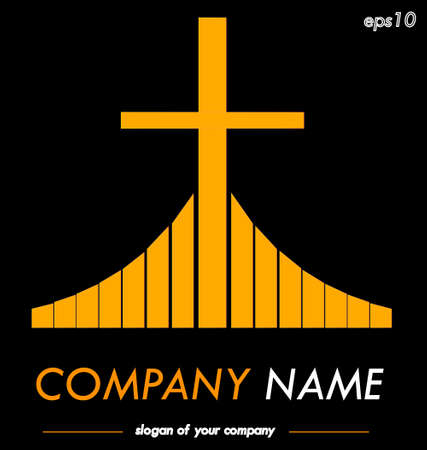 ?ross vector logo template for a company or a church, logotype for a company or a brand isolated over black background, logo outline, emblem element.のイラスト素材
