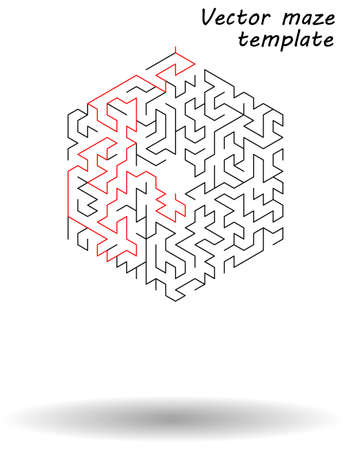 Maze vector illustration isolated over white background, conceptual logo template, design elements. Labyrinth vector logos and abstract backgrounds ideasのイラスト素材