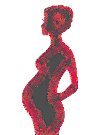 Pregnant woman artistic sketchy vector illustration isolated over white background, creative painting, pregnancy iconのイラスト素材
