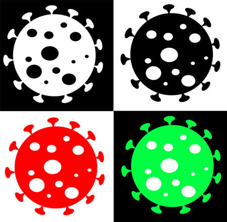 Coronavirus signs vector collection. Coronavirus outbreak, world pandemic. Dangerous coronavirus icon illustration. Coronavirus COVID19 backgroundのイラスト素材