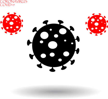 Stop virus vector illustration. Coronavirus COVID19 pandemic, epidemic control. Stop coronavirus outbreak. Dangerous virus icon illustration. Coronavirus COVID19 threat backgroundのイラスト素材
