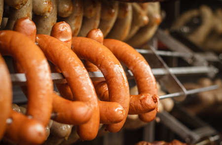 Tasty sausages, food photography for restaurants and cafesの写真素材