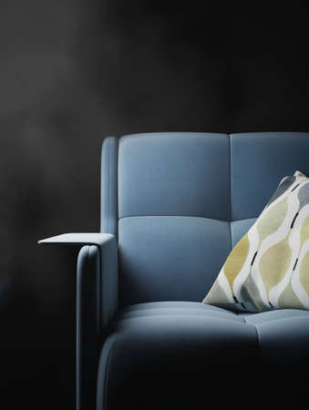 Cosy lounge armchair isolated over black background, 3D illustration template. Interior design...