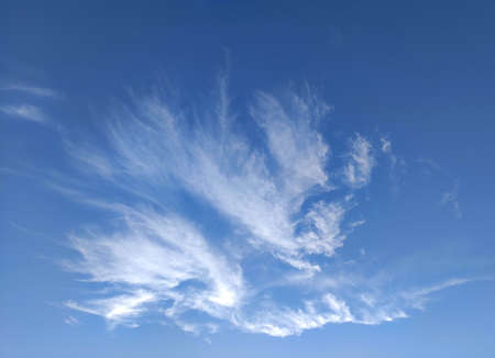 Clouds in the deep blue sky background. Clean summer sky with white clouds photo