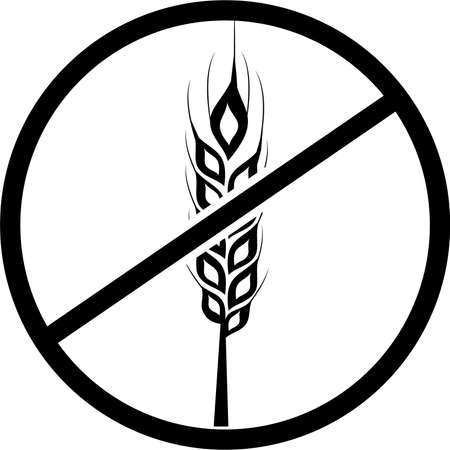 Gluten free black and white icon, healthy food black pictogram over white backgroundのイラスト素材