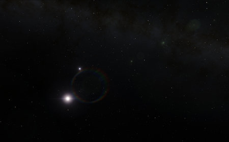 Sun and stars 3d rendering, deep space background illustration, the Universe wallpaper