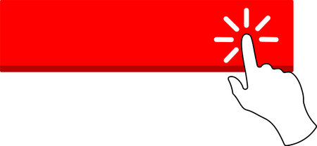Click here red button shape with hand pointerのイラスト素材