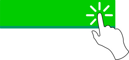 Click here green button shape with hand pointerのイラスト素材