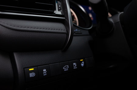 Car buttons on a control panel background, car elements close viewの写真素材
