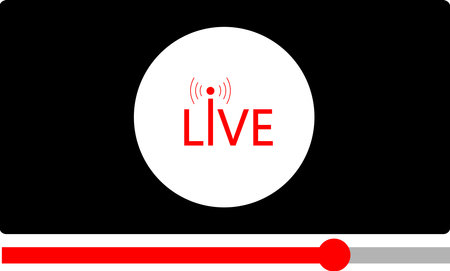 Multimedia video player shape. Live video streaming icon, broadcasting pictogram vector illustrationのイラスト素材