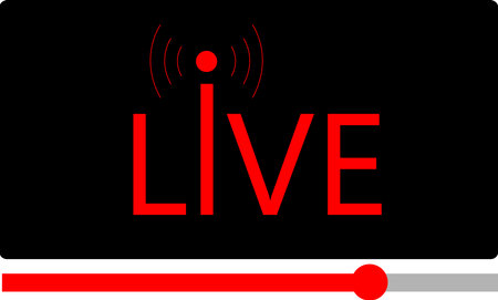 Multimedia video player shape. Live video streaming icon, broadcasting pictogram vector illustrationのイラスト素材