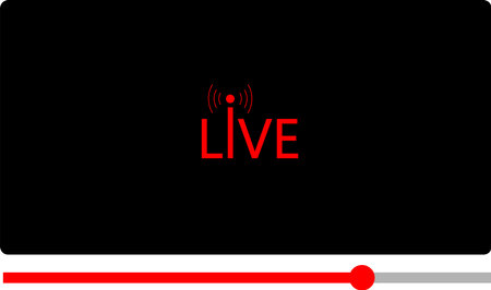 Multimedia video player shape. Live video streaming icon, broadcasting pictogram vector illustrationのイラスト素材