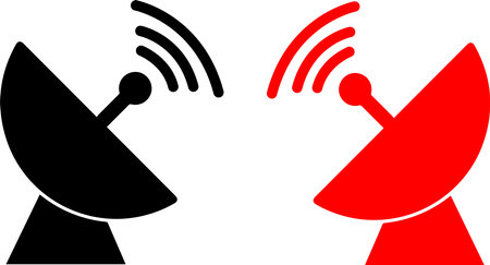 Satellite dish icon over white background. Broadcasting pictogram vector illustrationのイラスト素材