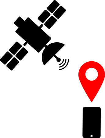 Satellite GPS navigation and mobile phone pictogram,  technology. Broadcasting vector illustrationのイラスト素材