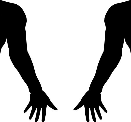 Male arms silhouettes isolated over white background, man hands vector illustrationのイラスト素材