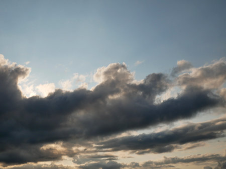 Stormy sky with white and grey clouds background, beautiful heaven photo