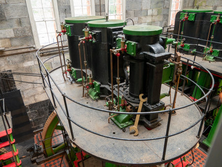 Industrial pipes and engines background, power plantの写真素材