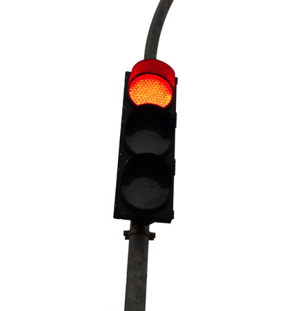 Traffic lights isolated over white background. Crossroad traffic red light photo