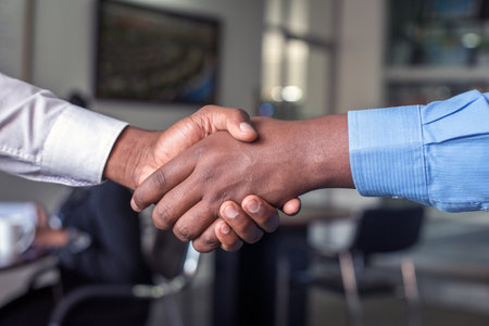 Handshake close view background. Business agreement, deal conceptの写真素材