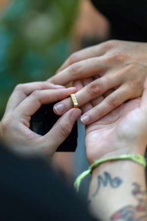 Wedding ring, celebration of wedding or engagement backgroundの写真素材