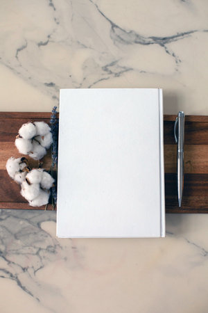 A book with a blank empty cover mockup templateの写真素材