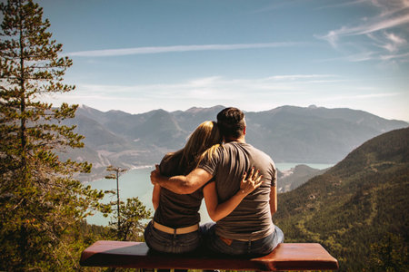 A couple in love, St. Valentine's Day background. Dating and wedding conceptual photo. Honey moon travelの写真素材