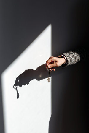House keys close view. Buying a house background. Real estate concept