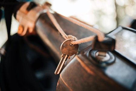 House keys close view. Buying a house background. Real estate conceptの写真素材