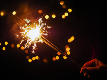 Fireworks background. New Year, Christmas of birthday celebration. Festive mood
