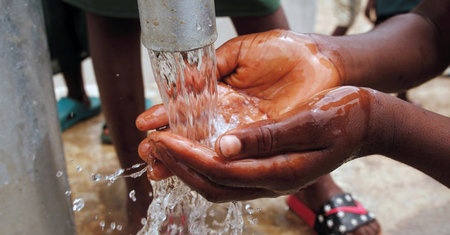 Hands wash procedure, cleaning hands with soap from viruses and contamination. Wash hands before...