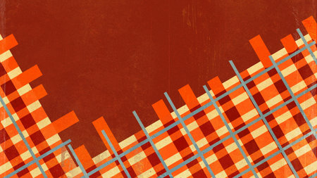 Abstract tiles with cubes and rectangles cover background illustration