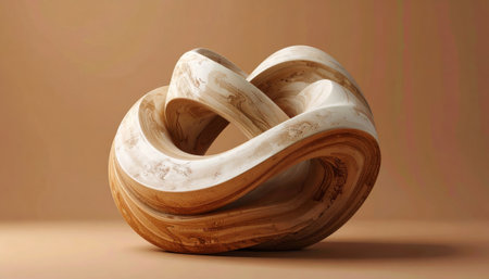 3d illustration of a wooden rings in the form of a heartの素材