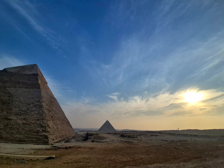 The Pyramid of Khafre in Giza at sunset, Egypt