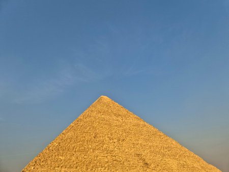 The Great Pyramid of Khafre and blue sky in Cairo, Egypt