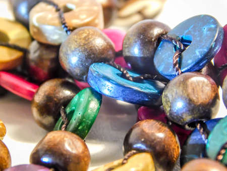 Nacklase made of wooden beadsの写真素材