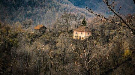 Mountain village, rural landscape, old villageの写真素材