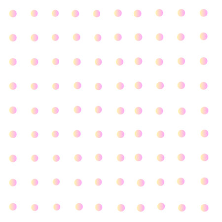 Seamless pattern with pink and yellow polka dots on white backgroundの写真素材