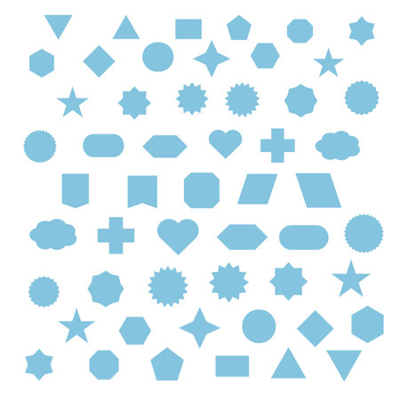 Set of blue geometric shapes on a white background. Vector illustration.の写真素材
