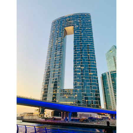Business skyscrapers in Dubai Marina, United Arab Emirates. UAEの写真素材