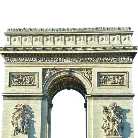 Arc de Triomphe in Paris, France. Isolated on white backgroundの写真素材